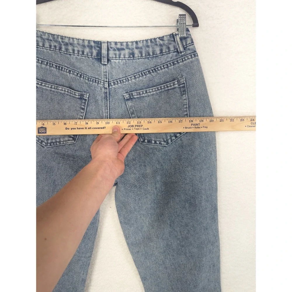Women's Refuge‎ Denim Boyfriend Mid Rise Distressed Jean Marled Blue 9